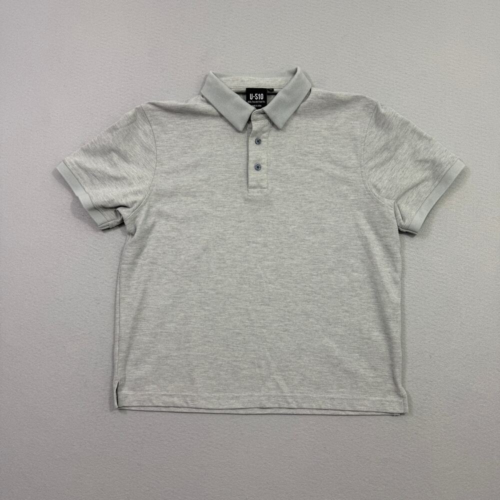 U-510 Polo Shirt Men's Medium Gray Collared Preppy Under 510 Causal Office